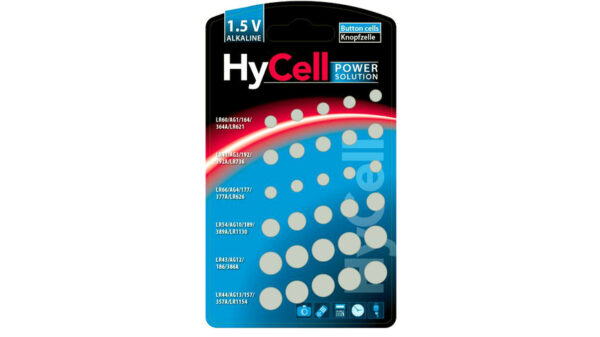 Hycell Alkaline-Knopfzellen-Set, 1,5 V, 30 Stück