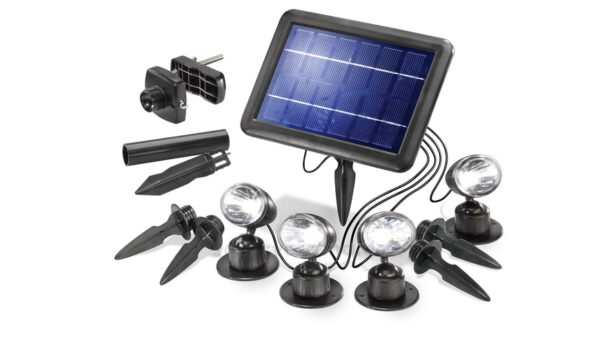 esotec Solar-LED-Beleuchtungs-Set Solarspot Quattro Power, IP44