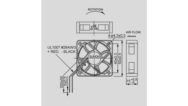 SUNON 12-V-Axial-Lüfter HA50151V4-999 50 x 50 x 15 mm