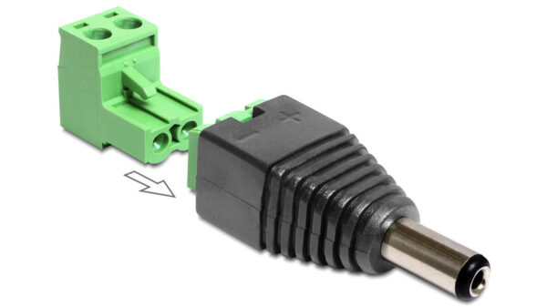 Delock Adapter Terminalblock > DC 2,5 x 5,5 mm Stecker 2-teilig