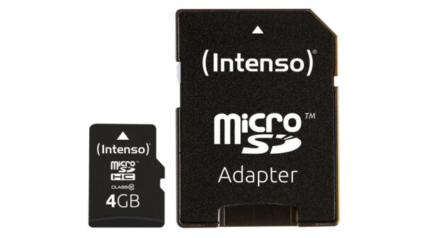 Intenso microSDHC-Karte, Class 10, mit SD-Adapter, 25 MB/s, 4 GB