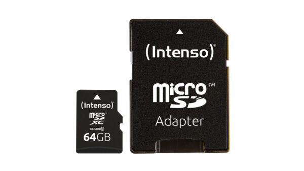 Intenso microSDXC-Karte, Class 10, mit SD-Adapter, 25 MB/s, 64 GB