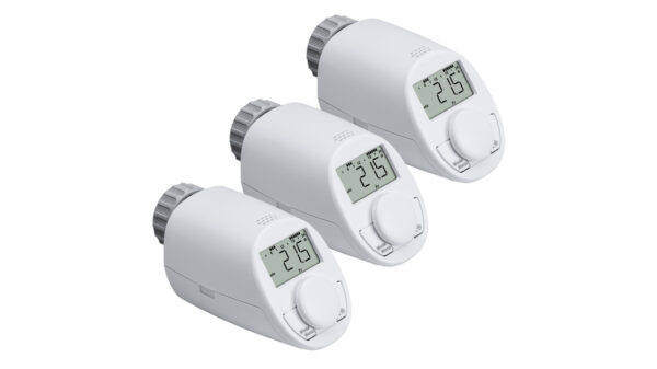 Eqiva 3er-Set Elektronischer Heizkörperthermostat Model N mit Boost-Funktion, leises Kompaktgetriebe