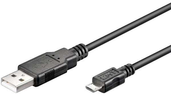 goobay USB 2.0 Hi-Speed Kabel, USB-Stecker auf Micro-USB-Stecker, schwarz, 1,8 m