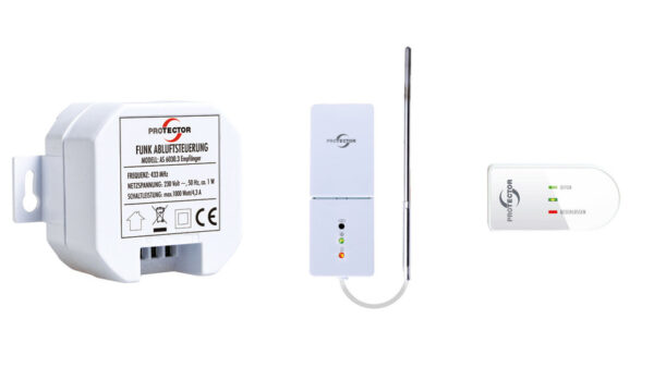 PROTECTOR Funk-Thermo-Einbau-Abluftsteuerung mit Funk-Fensterkontakt und Funk-Thermosensor