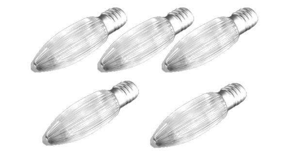 5er-Set LED-Riffelkerze E10, 34 V AC, warmweiß