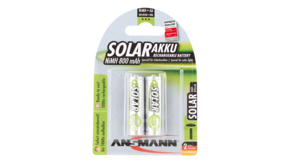 Ansmann NiMH-Akku, Mignon Solar maxE AA 800 mAh, vorgeladen 2er-Pack