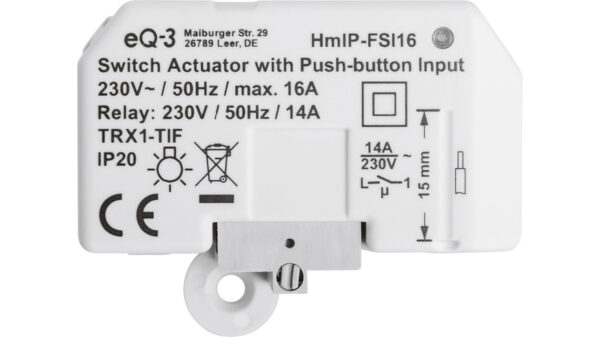 Homematic IP Smart Home Schaltaktor mit Tastereingang (16 A) HmIP-FSI16, Unterputz