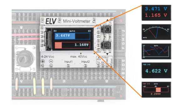 ELV Bausatz Mini-Voltmeter für Steckboards mit TFT-Display, MVM1