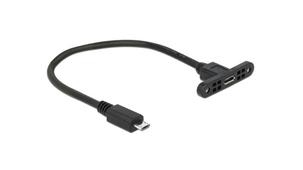 Delock USB-Adapter, Micro-USB-Buchse auf Micro-USB-Stecker mit Schraubfixierung, 25 cm