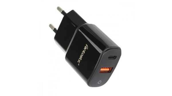 Fontastic USB-Type-C PD + USB-A Ladegerät Fort, 18 W, Power Delivery, 100 - 240 V, Schwarz