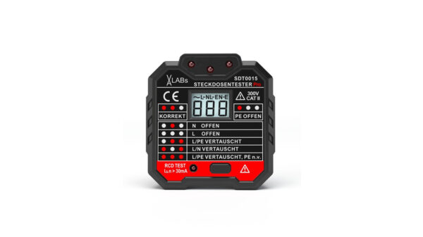 VA-LABs Steckdosentester SDT0015 mit RCD-Prüfung und LCD