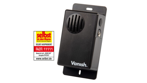 Vanish Mobiler Mardervertreiber TVT-1, Schallwellen, 12 kHz, 83 dB, Batteriebetrieb, IP54