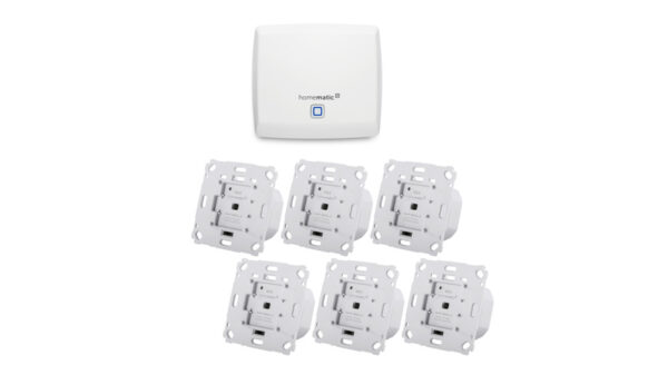 Homematic IP Set Beschattung mit Access Point, 6x Rollladenaktor für Markenschalter