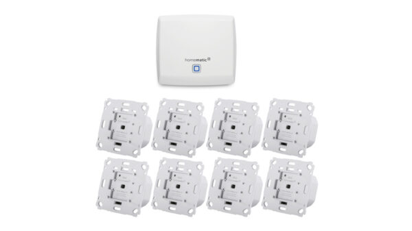 Homematic IP Set Beschattung mit Access Point, 8x Rollladenaktor für Markenschalter