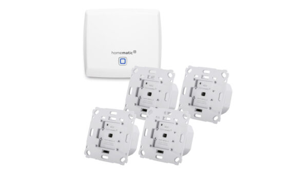 Homematic IP Set Beschattung mit Access Point, 4x Rollladenaktor für Markenschalter