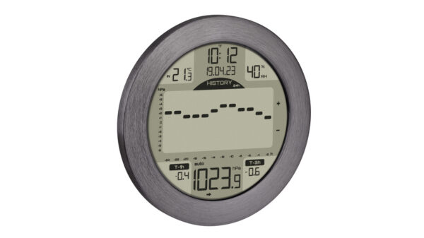 TFA Wetterstation METEOMAR, Luftdruck-Histogramm, Aluminium-Rahmen, Funkuhr/Datum