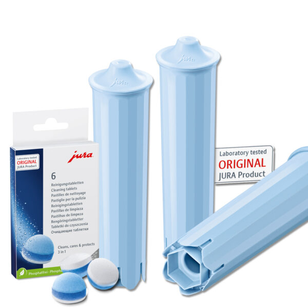 3 JURA CLARIS BLUE+ (24231) / 6 Reinigungstabs (24225)