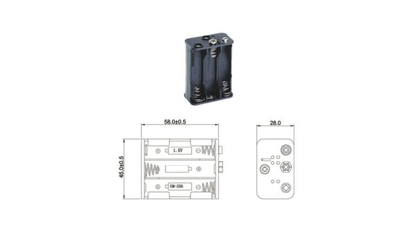 Batteriehalter für 6 x Mignon Batterie mit Druckknopf-Anschluss