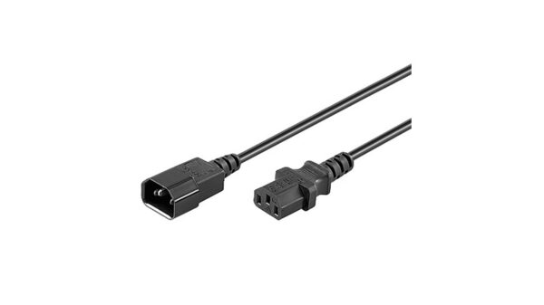 Kaltgeräteverlängerung, AC Buchse auf AC Stecker, 0,5 m, schwarz