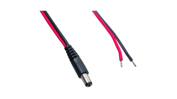 DC-Kabel 2 x 0,4 mm² mit DC-Hohlstecker 2,5/5,5/9,5 mm gerade, 2 m, rot-schwarz