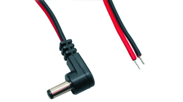 DC-Kabel 2 x 0,4 mm² mit DC-Winkelhohlstecker 2,5/5,5/9,5mm, 2 m, rot-schwarz