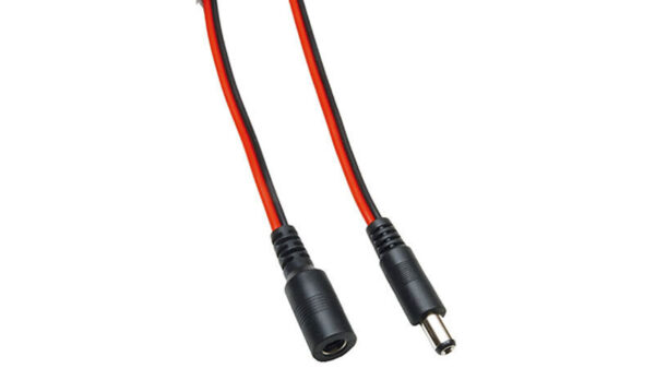 DC-Verlängerung 2 x 0,4 mm² mit DC-Hohlstecker 2,5/5,5/9,5 mm auf 2,5/5,5 mm, 3 m, rot-schwarz