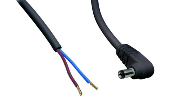 DC-Kabel 2 x 0,5 mm² mit DC-Winkelhohlstecker 2,1/5,5/9,5 mm, 2 m, schwarz