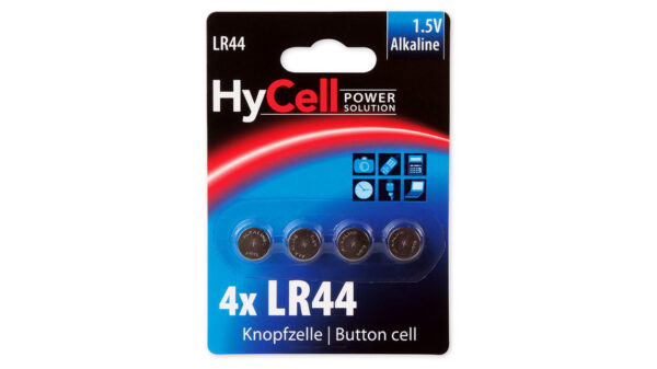 Hycell Alkaline-Knopfzelle, Typ AG-13, LR44 (4er-Pack)