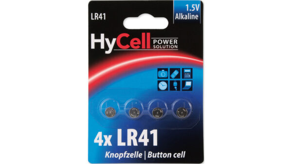 Hycell Alkaline-Knopfzelle LR 41, 1,5 V, 4er-Blister