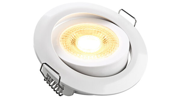 HEITRONIC 5-W-LED-Einbaustrahler DL7202, rund, schwenkbar, weiß, dimmbar per Lichtschalter, IP20