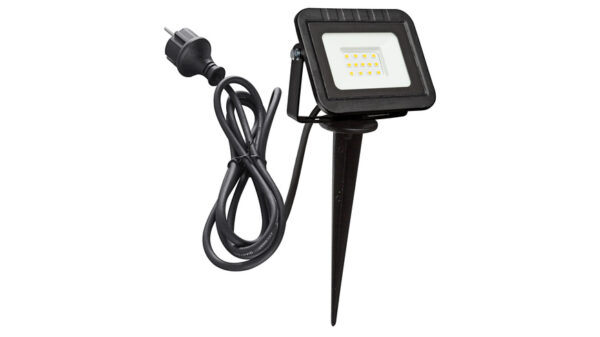 HEITRONIC 10-W-LED-Erdspießstrahler YORK, 3-m-Anschlussleitung mit Stecker, IP44, schwarz