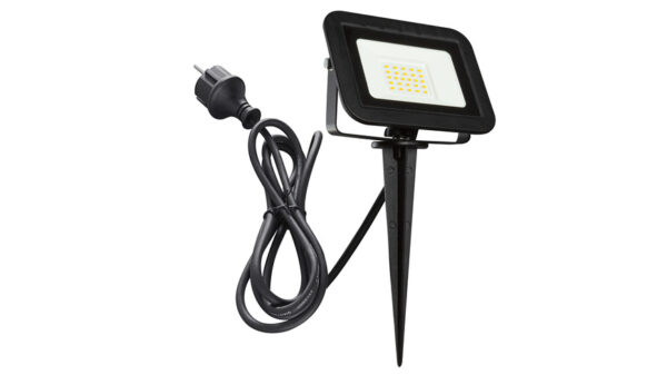 HEITRONIC 20-W-LED-Erdspießstrahler YORK, 3-m-Anschlussleitung mit Stecker, IP44, schwarz