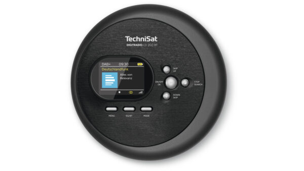 TechniSat Portabler CD-Player DIGITRADIO CD 2GO BT, Akku, Bluetooth, DAB+/UKW-Radio, inkl. Kopfhörer