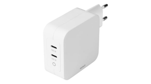 Deltaco 2-fach USB-C-Schnell-Ladegerät USBC-GAN03, 100 W mit Power Delivery