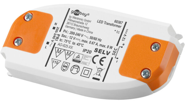 goobay LED-Netzteil / LED-Trafo, 8 W, 12 V DC, 0,67 A, Konstantspannung, IP20, ultraflach