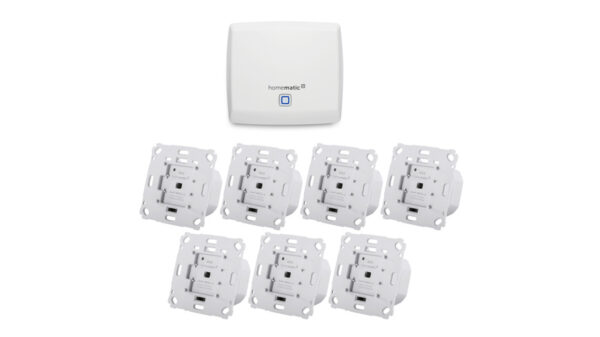 Homematic IP Set Beschattung mit Access Point, 7x Rollladenaktor für Markenschalter