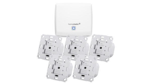 Homematic IP Set Beschattung mit Access Point, 5x Rollladenaktor für Markenschalter