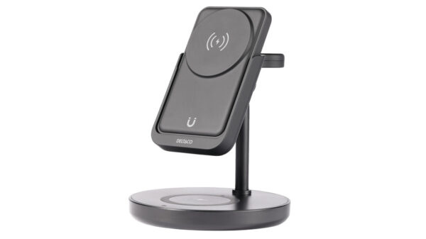 Deltaco 3-in-1 magnetischer Wireless Charger QI-1045 mit 5000-mAh-Powerbank und Apple Watch Stand