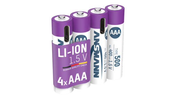 Ansmann Li-Ion Akku Micro/AAA 4er-Set mit USB-C-Ladebuchse, 1,5 V, 400 mAh