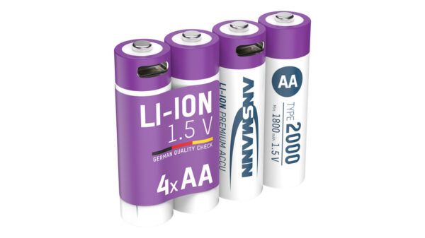 Ansmann Li-Ion Akku Mignon/AA 4er-Set mit USB-C-Ladebuchse, 1,5 V, 2000 mAh